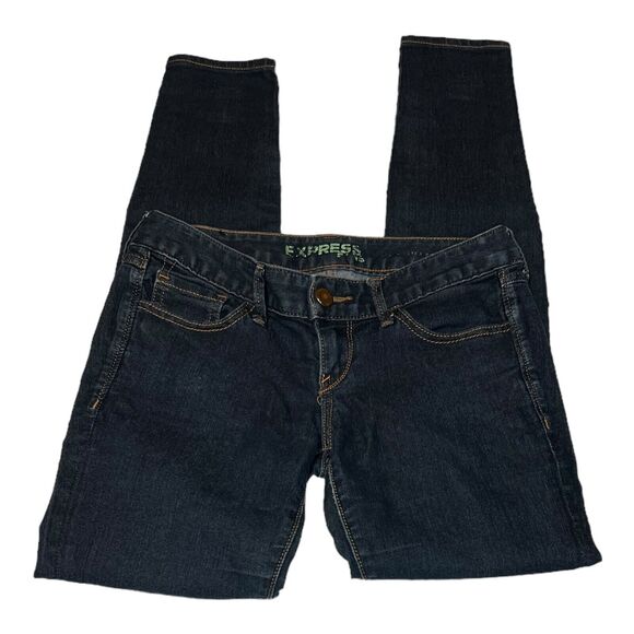 Express Womens Size 0 Denim Jeans Blue Ultra Skinny Low Rise Dark Wash - Picture 2 of 8